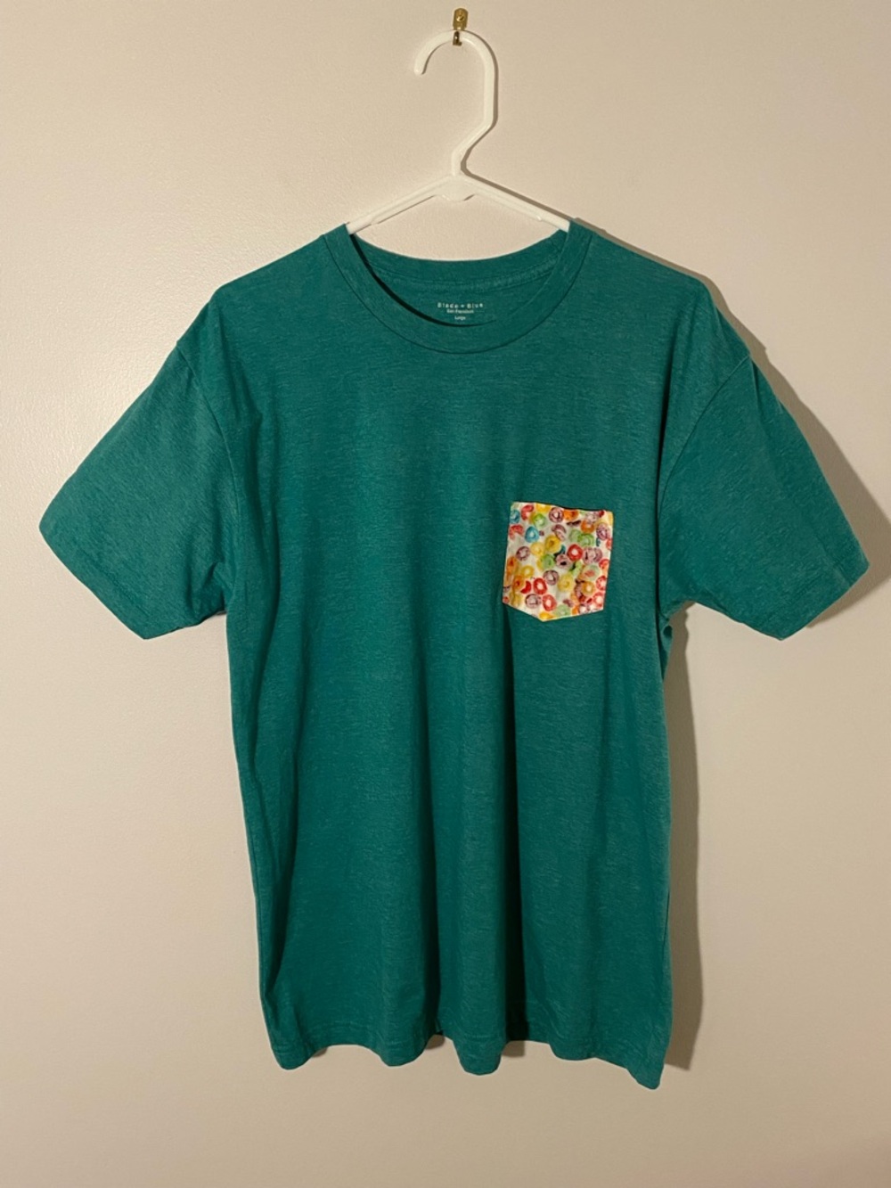Blade + Blue T Shirt Mens Large Green Pocket Tee Made In USA Cotton Poly Casual